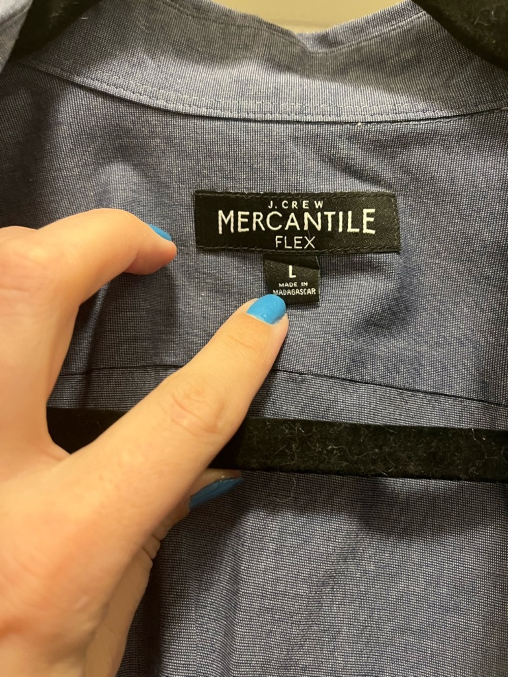 J. Crew Mercantile FLEX Shirt Jacket in Light Blue with Black Trim